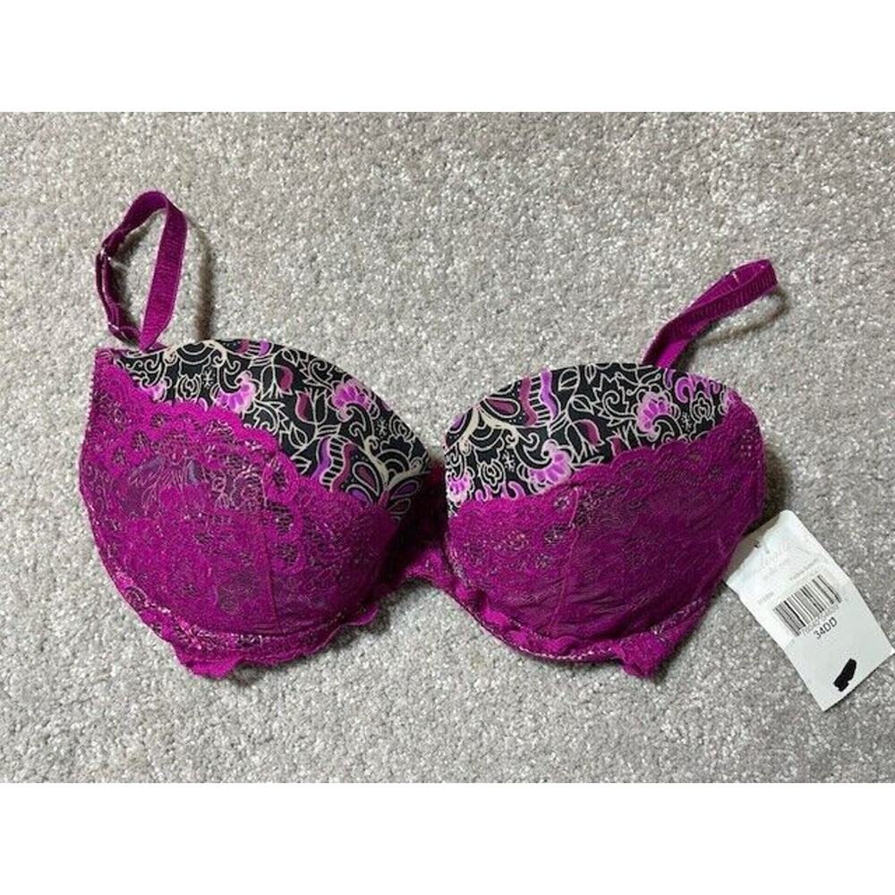 Underella by Ella Moss Bra 34DD Balconette Underwire Y2K Romantic Boudoir Lace